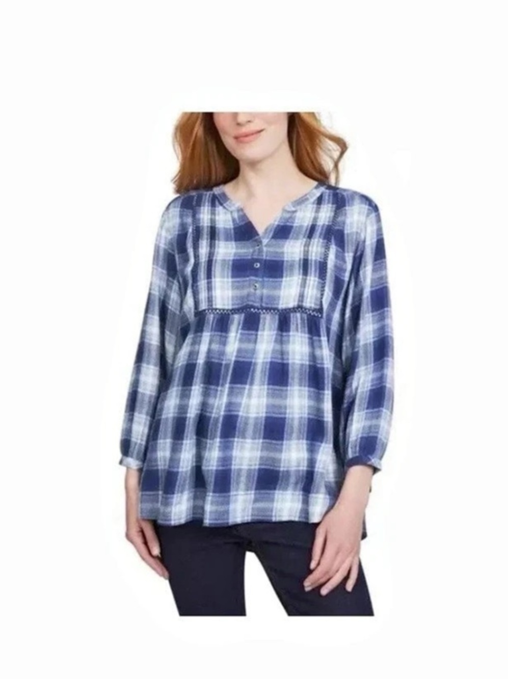 Wrangler Ladies' Plaid Bracelet Sleeves 3/4 Sleeve Blouse